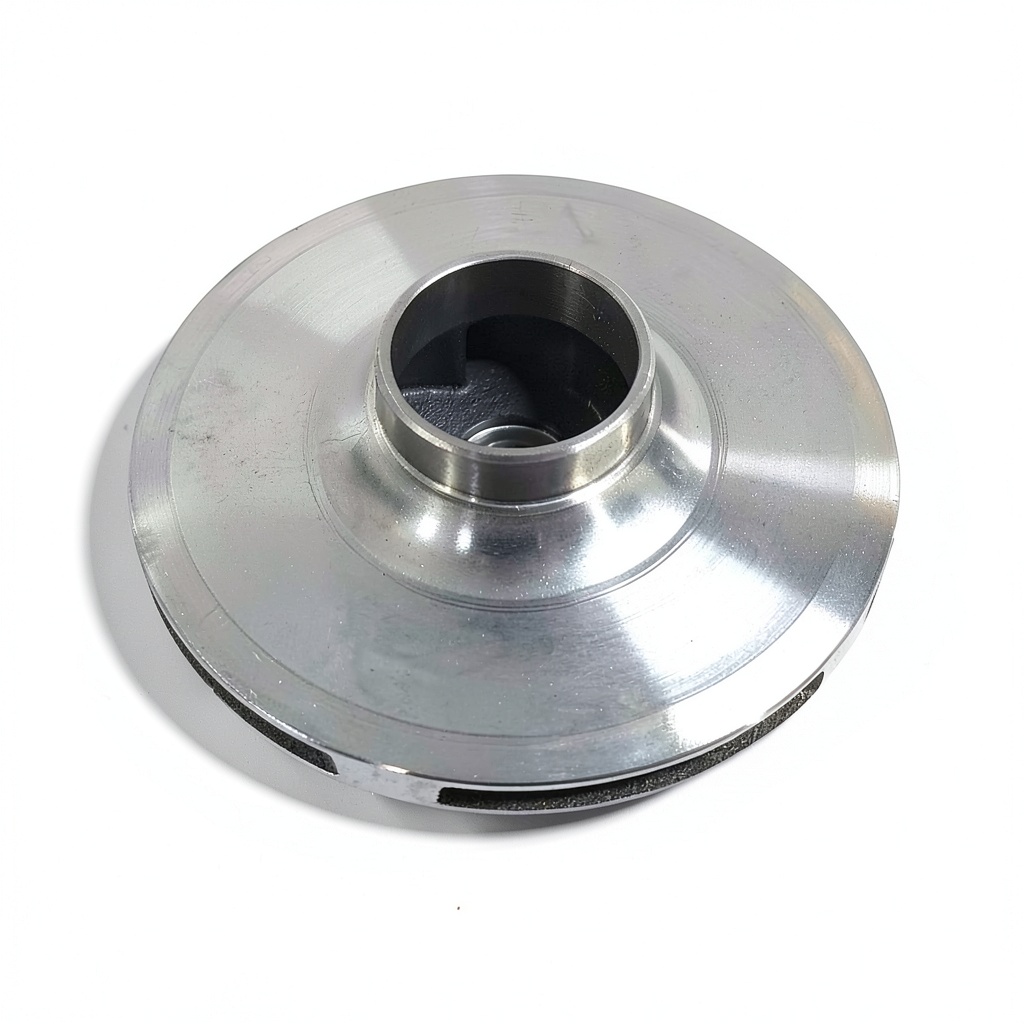 Ace Pumps cast iron impeller showing keyway and silver finish