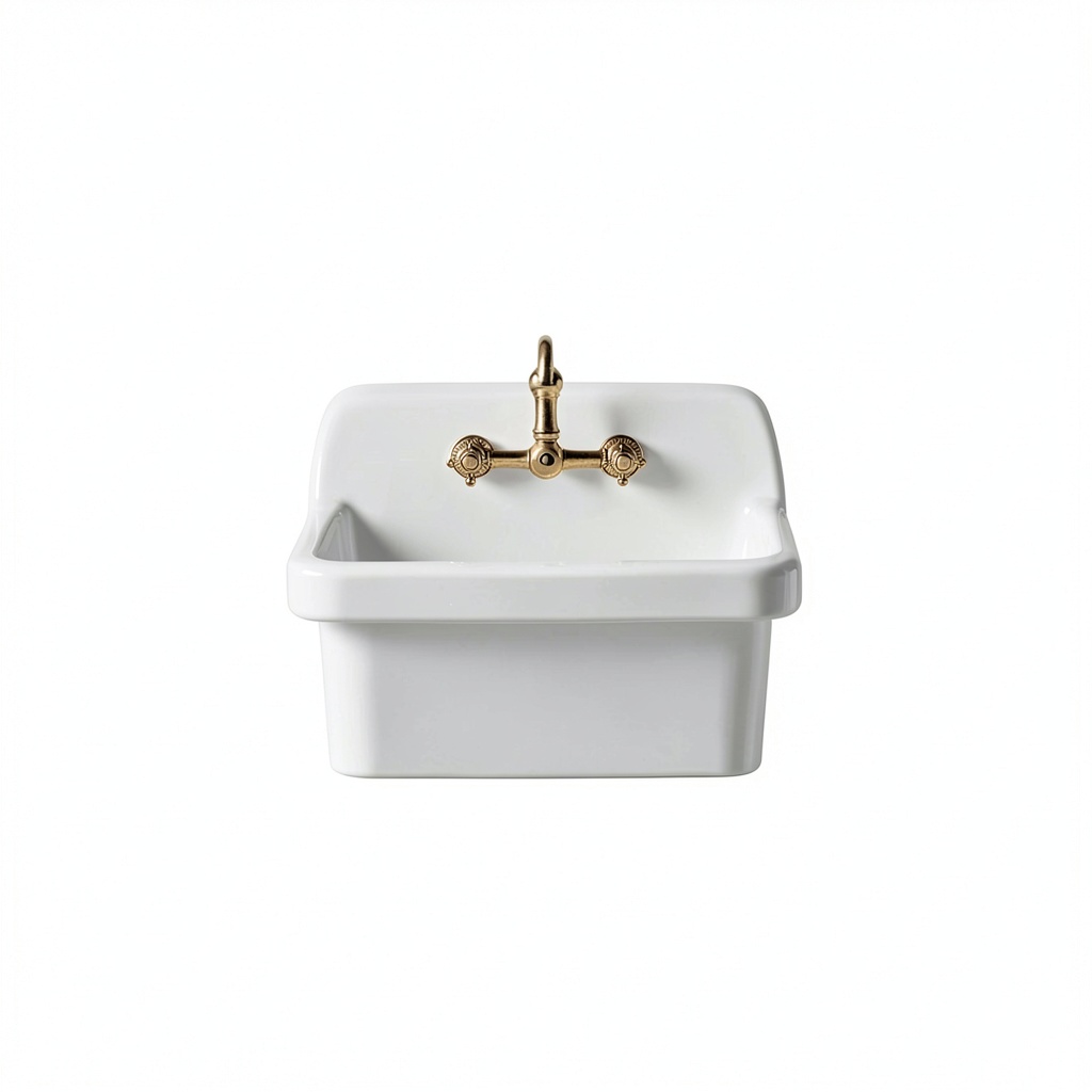 ELLAI ceramic farmhouse sink installed in a laundry room