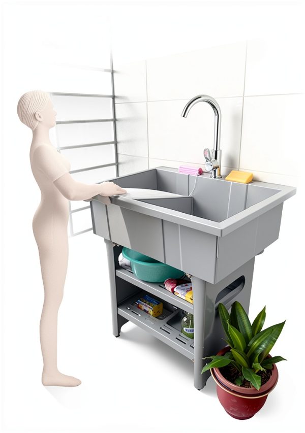 YHQYCGS Portable Laundry Sink Freestanding Plastic Utility-3