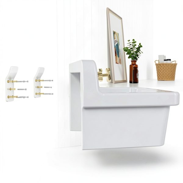 ELLAI Ceramic Farmhouse Sink Wall Mounted Laundry Utility-3