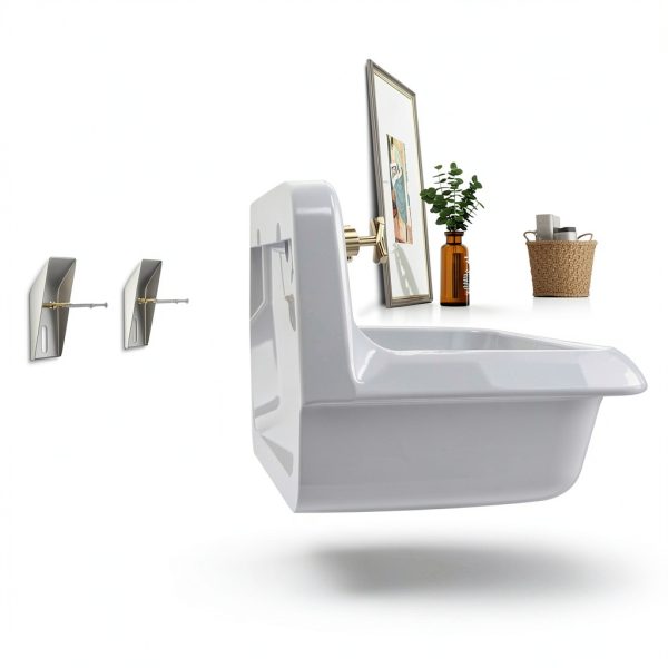 ELLAI Ceramic Farmhouse Sink Wall Mounted Utility Laundry-3