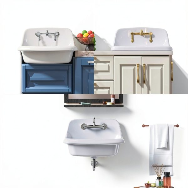 ELLAI Ceramic Farmhouse Sink Wall Mounted Utility Laundry-6