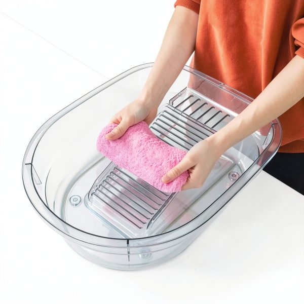 SEWACC Portable Washboard Basin Gray Plastic Laundry Sink-2