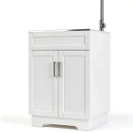 XM-ICE Laundry Sink Cabinet White Adjustable Shelf Storage-0