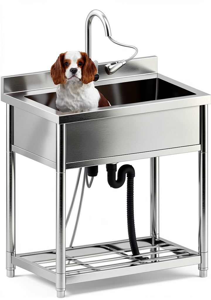 GGW large stainless steel utility sink in a laundry room setting
