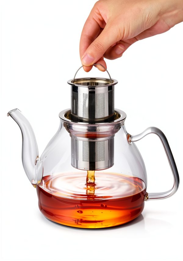 Glass Teapot TETWIN Borosilicate Clear With Lid-1