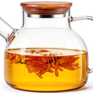 PARACITY Glass Teapot 20oz Borosilicate Stovetop with Bamboo Lid-0
