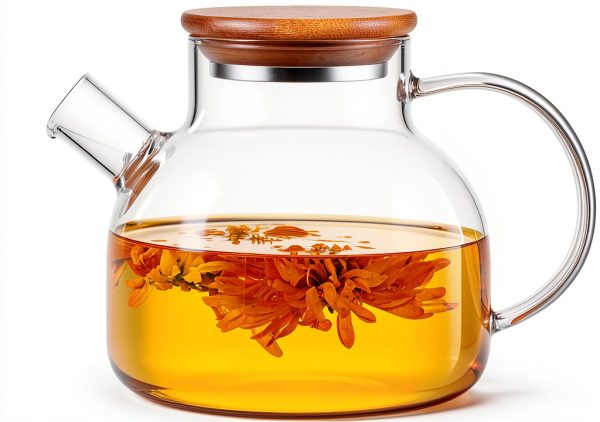 PARACITY Glass Teapot 20oz Borosilicate Stovetop with Bamboo Lid-0