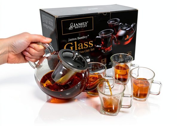 Glass Teapot Set James Bentley Clear Double Wall-6