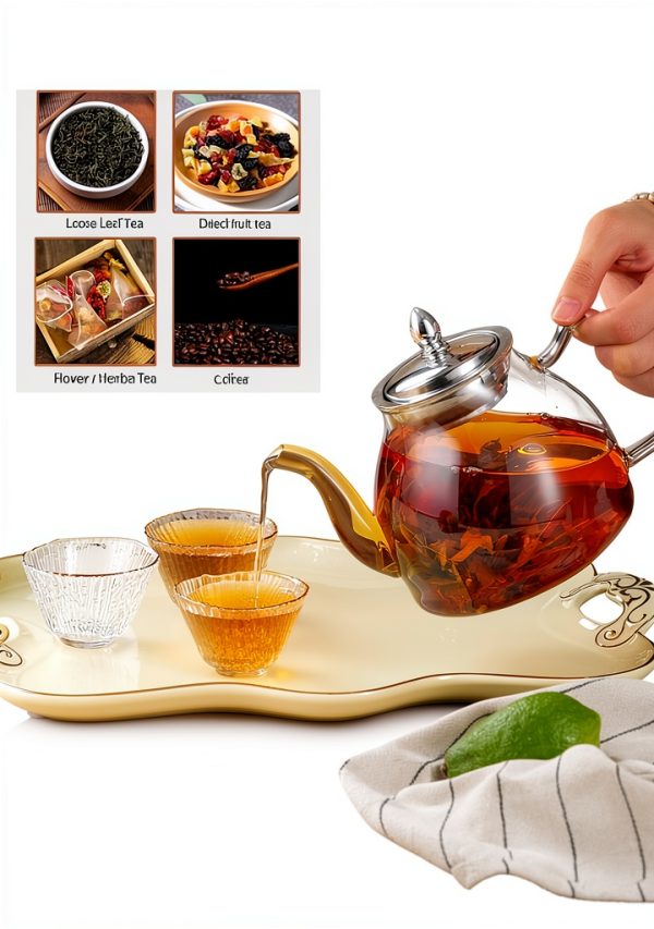Glass Teapot TETWIN Borosilicate Clear With Lid-7
