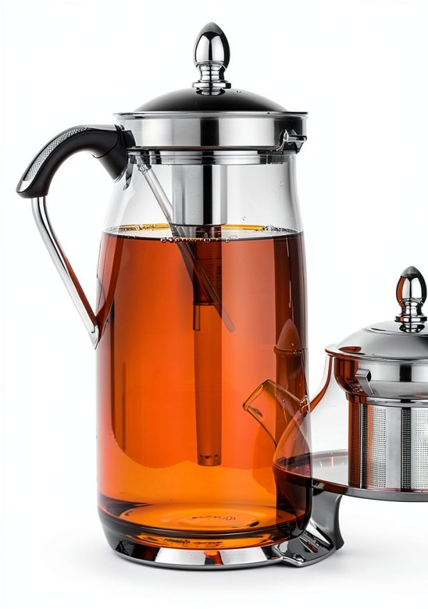 Glass Teapot TETWIN Borosilicate Clear With Lid-5