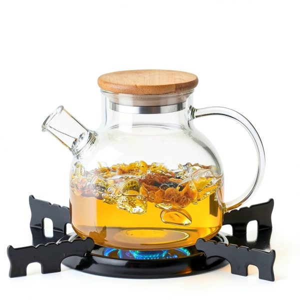 PARACITY Glass Teapot 20oz Borosilicate Stovetop with Bamboo Lid-3