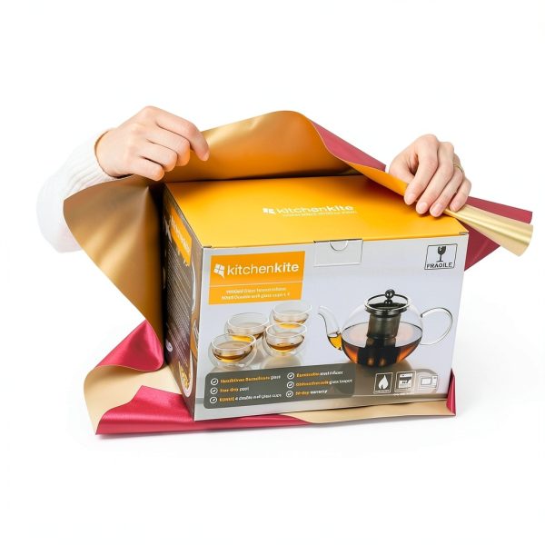 Kitchen Kite Clear Glass Teapot Set 35oz with Lid and 4 Cups-1