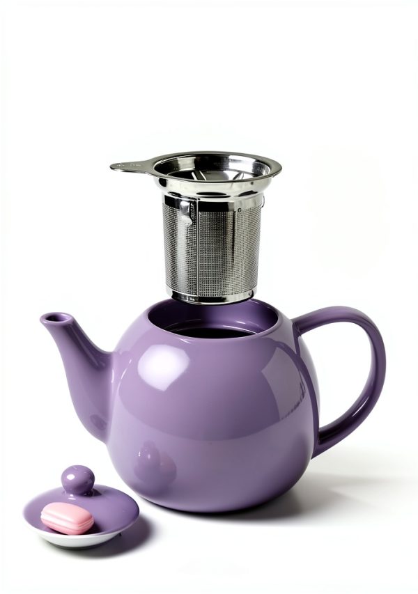 Porcelain Teapot Sweese 27oz Purple with Infuser High Gloss Design-4