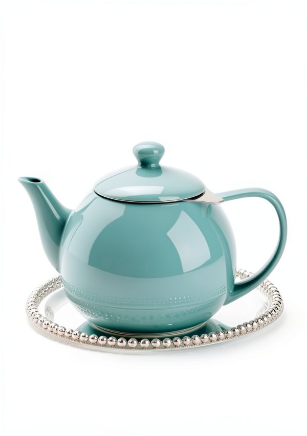 Sweese Mint Green 27oz Porcelain Teapot with Stainless Steel Infuser-6