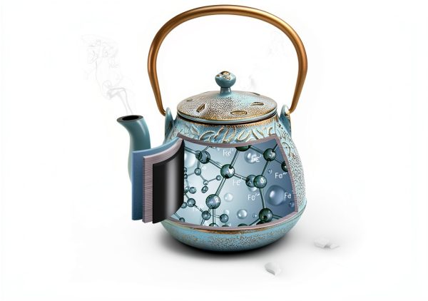 Cast Iron Tea Kettle by toptier 40 oz Turquoise Blue Leaf Design-4