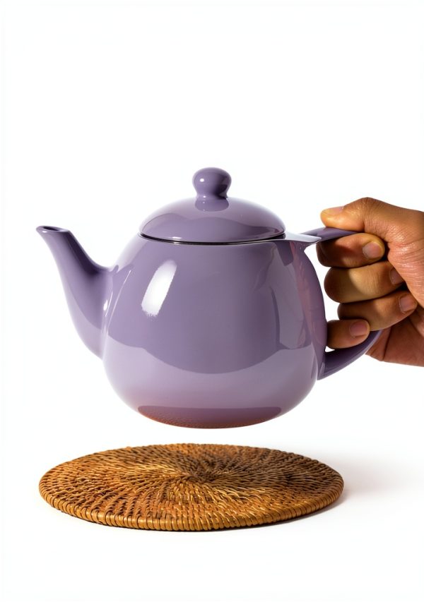 Porcelain Teapot Sweese 27oz Purple with Infuser High Gloss Design-3