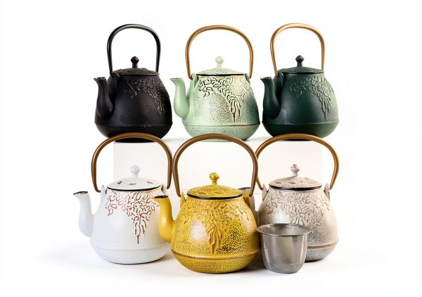 Cast Iron Teapot by toptier Japanese Style Warm Beige 40 oz-6