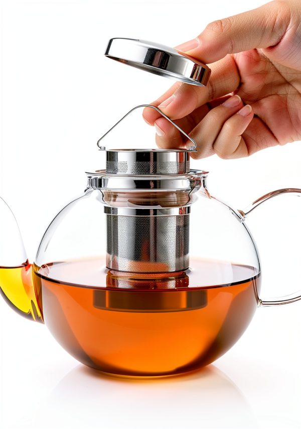 Kitchen Kite Clear Glass Teapot Set 35oz with Lid and 4 Cups-6