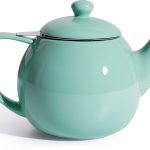 Sweese Mint Green 27oz Porcelain Teapot with Stainless Steel Infuser-0