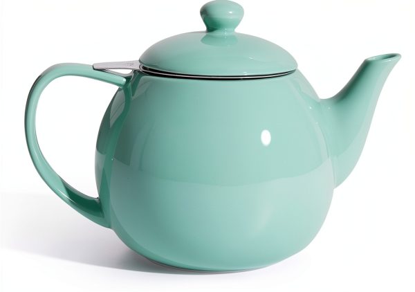 Sweese Mint Green 27oz Porcelain Teapot with Stainless Steel Infuser-0