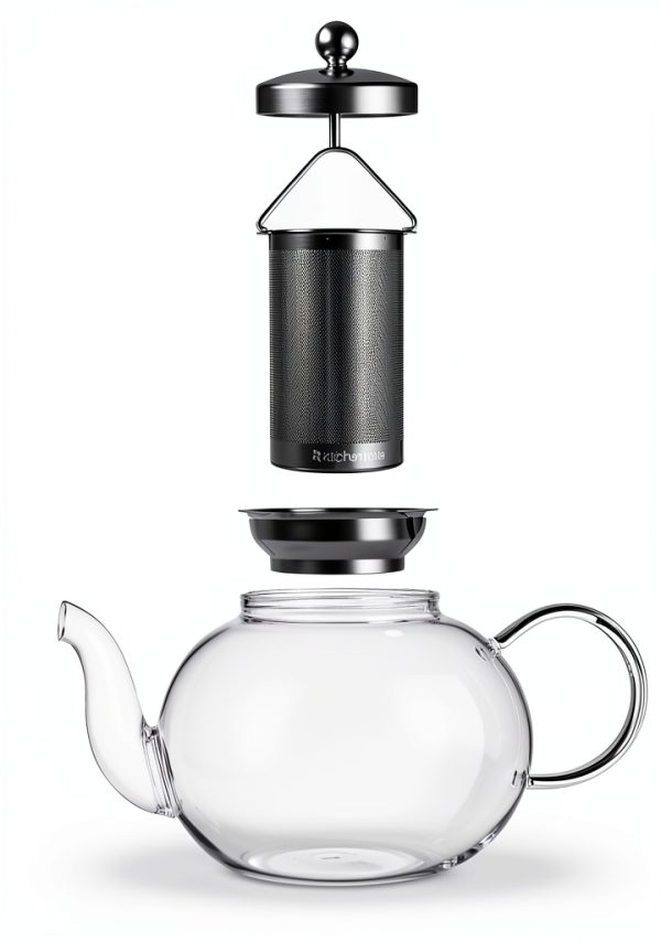 Kitchen Kite Clear Glass Teapot Set 35oz with Lid and 4 Cups-5