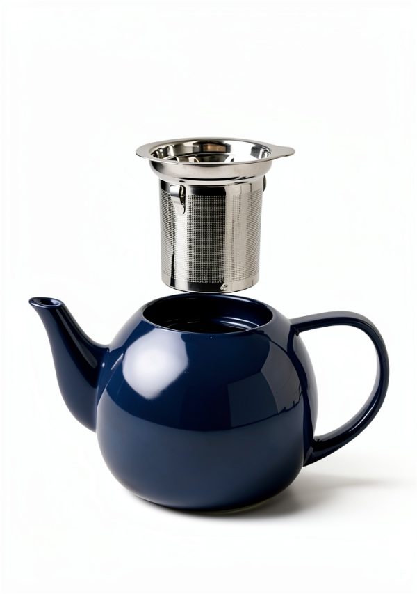 Porcelain Teapot Sweese 27oz Navy with Infuser - Stainless Steel-4