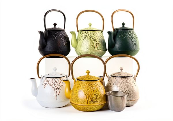 TOPCYORIC Cast Iron Teapot 1 Quart Warm Beige Japanese Style-5