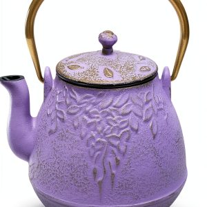 Cast Iron Teapot by Toptier 32 oz Lilac Purple Japanese Style-0