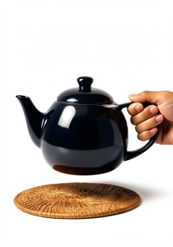 Porcelain Teapot Sweese 27oz Navy with Infuser - Stainless Steel-3