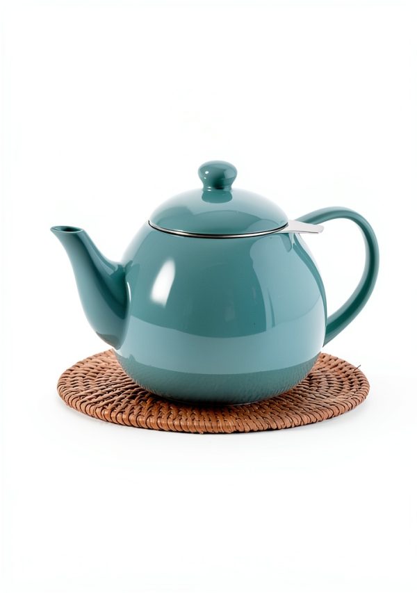 Sweese Mint Green 27oz Porcelain Teapot with Stainless Steel Infuser-1