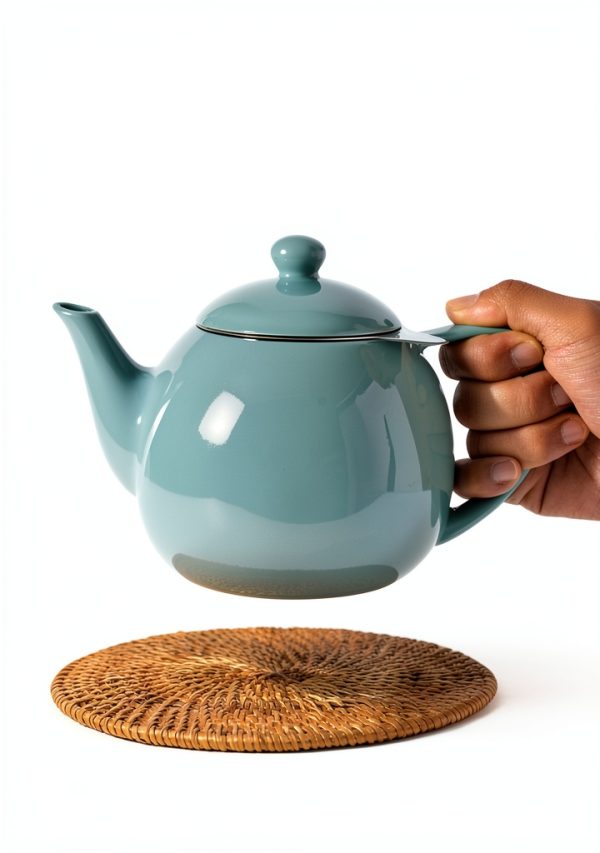 Sweese Mint Green 27oz Porcelain Teapot with Stainless Steel Infuser-3