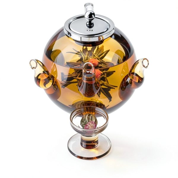 Kitchen Kite Clear Glass Teapot Set 35oz with Lid and 4 Cups-8
