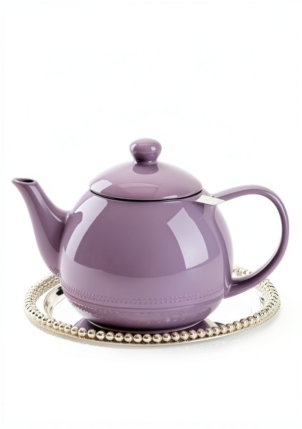 Porcelain Teapot Sweese 27oz Purple with Infuser High Gloss Design-6