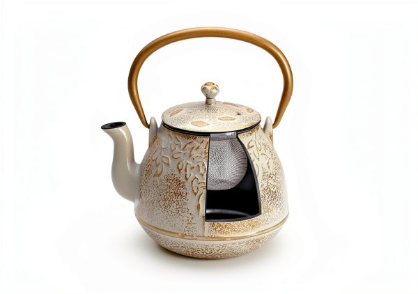 TOPCYORIC Cast Iron Teapot 1 Quart Warm Beige Japanese Style-2