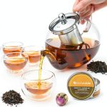Kitchen Kite Clear Glass Teapot Set 35oz with Lid and 4 Cups-0