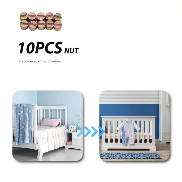 10pcs M6 Bolts Dowel Slotted Furniture Nut for Beds Crib Chairs-1