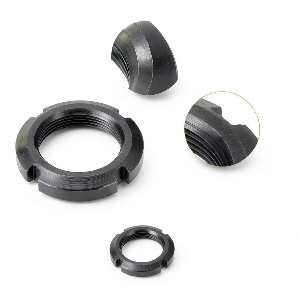 uxcell M35x1.5mm Retaining Four-Slot Slotted Round Nut, 4Pcs Carbon Steel Round Lock Nut for Various Rolling Bearings, Industrial Field, Black-3