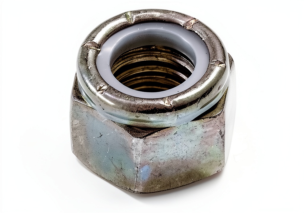 Installing Husqvarna 539101331 Lawn Tractor Nut OEM Genuine Slotted Nut on a wooden workbench