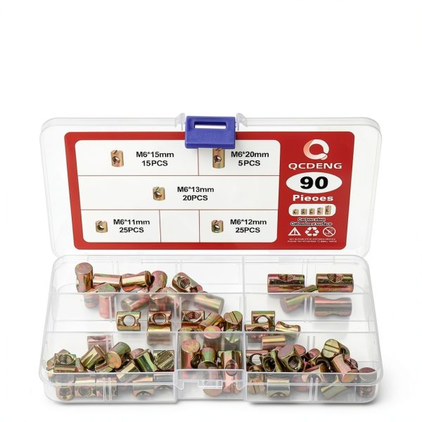 M6 Slotted Barrel Nut Kit QCDENG 90pcs Nuts 5 Sizes 11-20mm-5