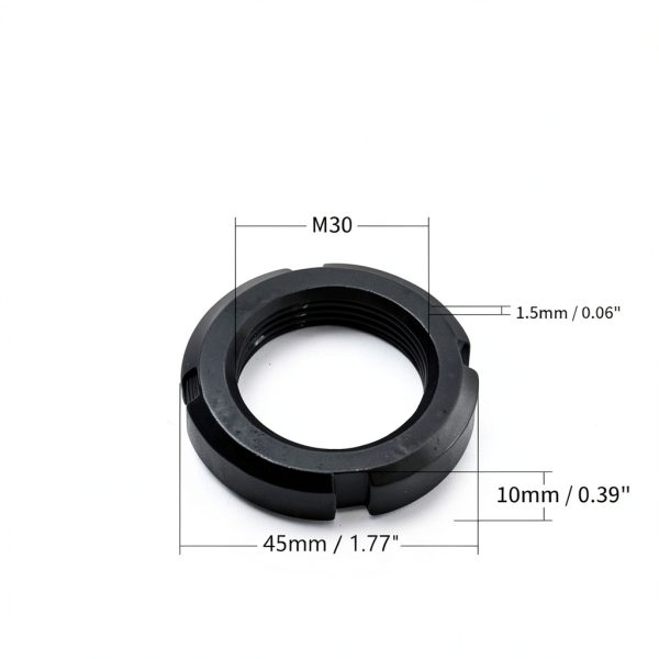 Carbon Steel Retaining Slotted Round Nut M30×1.5mm Black Yinpecly 2pcs-1