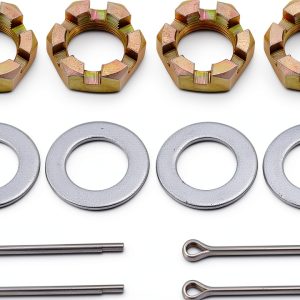 2 Sets Trailer Nut Kit 1 inch Carbon Steel Shaft Washers 2.3 inches Long Cotter Pins Compatible with 1" Shaft Spindle for Trailer RV Boat-0