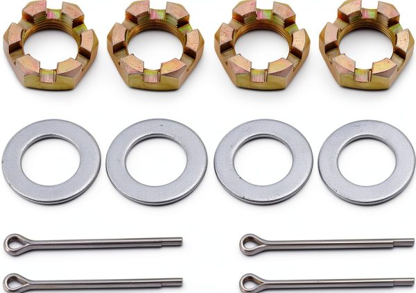 2 Sets Trailer Nut Kit 1 inch Carbon Steel Shaft Washers 2.3 inches Long Cotter Pins Compatible with 1" Shaft Spindle for Trailer RV Boat-0