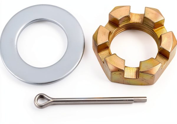 2 Sets Trailer Nut Kit 1 inch Carbon Steel Shaft Washers 2.3 inches Long Cotter Pins Compatible with 1" Shaft Spindle for Trailer RV Boat-3