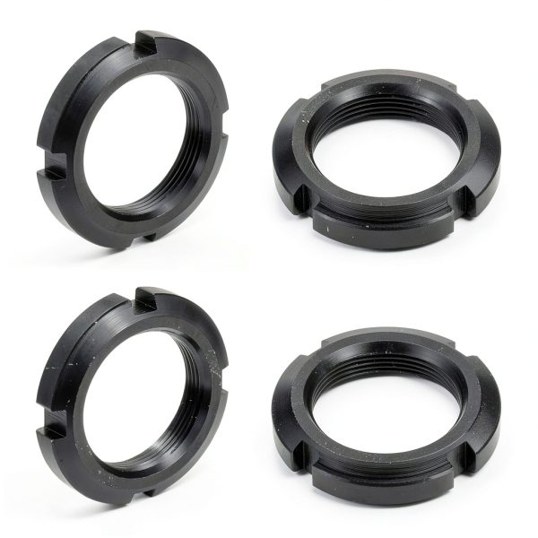 uxcell M35x1.5mm Retaining Four-Slot Slotted Round Nut, 4Pcs Carbon Steel Round Lock Nut for Various Rolling Bearings, Industrial Field, Black-0
