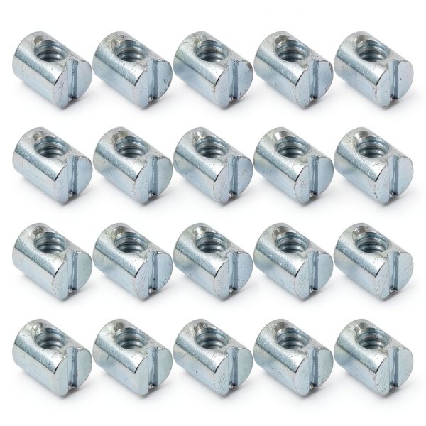 UNC 1/4"-20 Threaded Barrel Nuts 10mmx12.5mm Zinc Plated 20 Pack-0