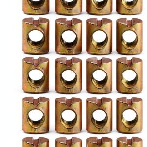 YXQ 25Pcs M6 Barrel Nuts Cross Dowels Slotted Nuts for Furniture Beds Crib Chairs-0