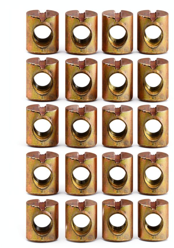 YXQ 25Pcs M6 Barrel Nuts Cross Dowels Slotted Nuts for Furniture Beds Crib Chairs-0