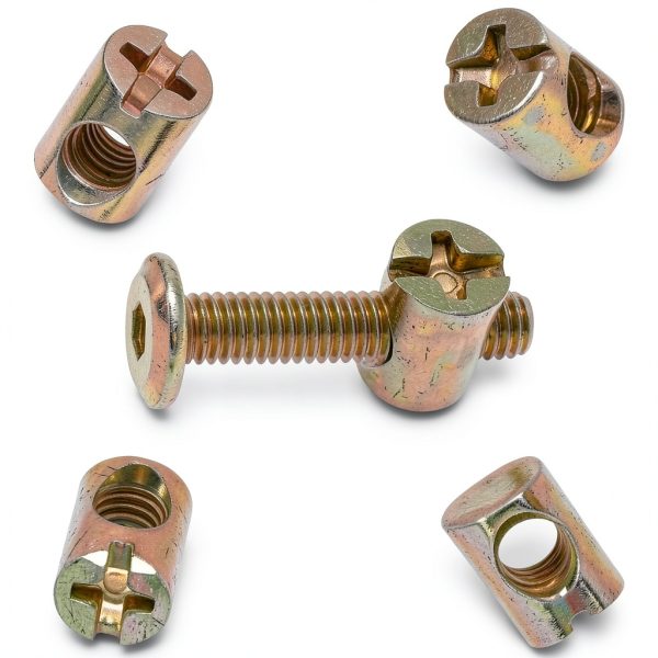 SHENGYIYISHENG M6 Barrel Nut 10x13mm Golden Slotted Nuts 10 Pcs-2
