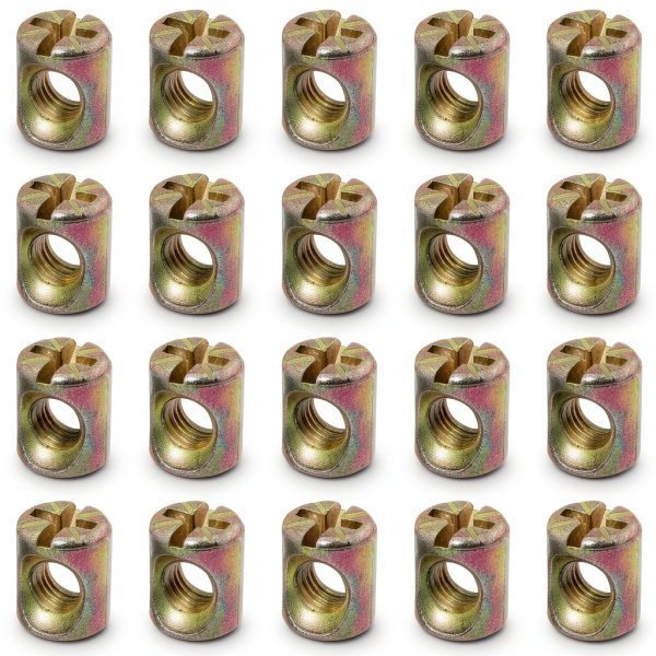 Cross Dowels FMHXG Barrel Nut M6x13mmx10mm Galvanized Steel 20PCS-0